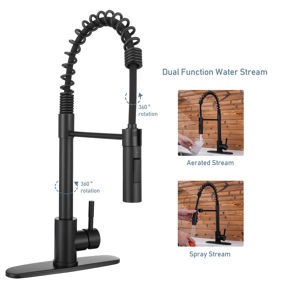 Pull - Out Sprayer Kitchen Faucet SNK310MB, Single Lever Handle, Matte Black MB Finish with cUPC/NSF/CEC Compliant Quality - Serene Valley