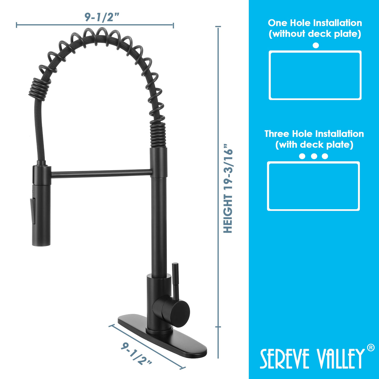 Pull - Out Sprayer Kitchen Faucet SNK310MB, Single Lever Handle, Matte Black MB Finish with cUPC/NSF/CEC Compliant Quality - Serene Valley