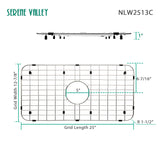 Serene Valley 25 - 1/8" x 12 - 7/8" Sink Grid , Centered Drain with Corner Radius 1 - 1/2", NLW2513C - Serene Valley