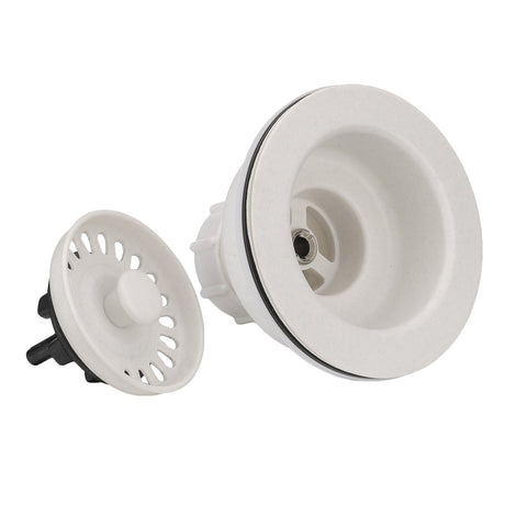 Serene Valley 3 - 1/2 inch Kitchen Sink Strainer Assembly with Stopper for Matching Color of Granite or Fireclay Sinks - White NDA0054 - Serene Valley