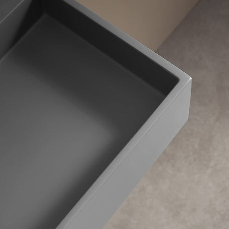 Serene Valley 32" Floating or Countertop Bathroom Sink, Single Faucet Holes with Hidden Drain, Solid Surface Material in Matte Gray, SVWS605 - 32GR - Serene Valley