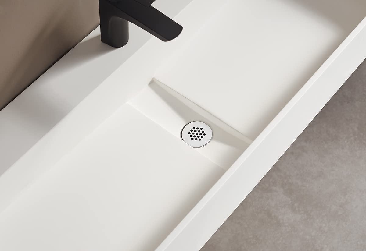 Serene Valley 32" Floating or Countertop Bathroom Sink, Single Faucet Holes with Hidden Drain, Solid Surface Material in Matte White, SVWS605 - 32WH - Serene Valley