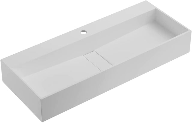 Serene Valley 32" Floating or Countertop Bathroom Sink, Single Faucet Holes with Hidden Drain, Solid Surface Material in Matte White, SVWS605 - 32WH - Serene Valley