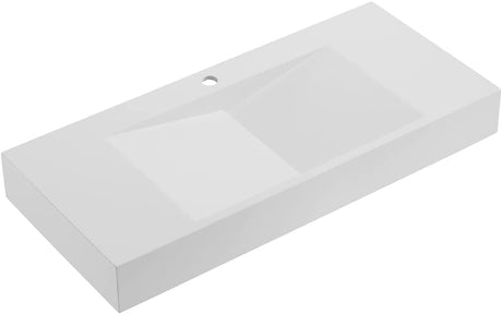 Serene Valley 36" Floating or Countertop Bathroom Sink, V - Shape Drain Design, Solid Surface Material in Matte White, SVWS606 - 36WH - Serene Valley