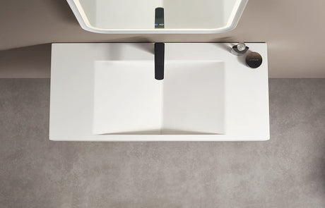 Serene Valley 36" Floating or Countertop Bathroom Sink, V - Shape Drain Design, Solid Surface Material in Matte White, SVWS606 - 36WH - Serene Valley