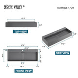 Serene Valley 47" Floating or Countertop Bathroom Sink, Double Faucet Holes with Hidden Drain, Solid Surface Material in Matte Gray, SVWS605 - 47GR - Serene Valley