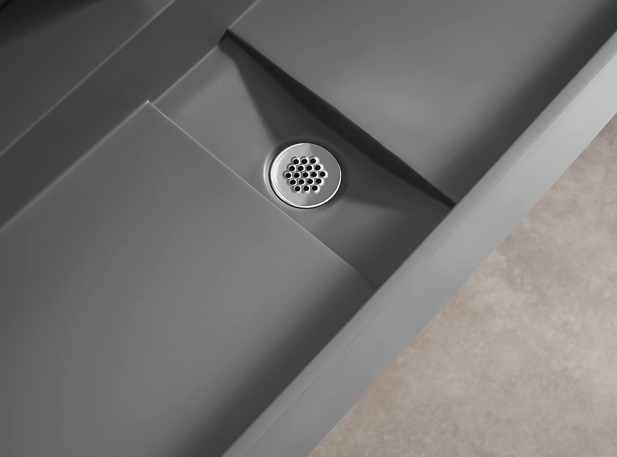 Serene Valley 47" Floating or Countertop Bathroom Sink, Double Faucet Holes with Hidden Drain, Solid Surface Material in Matte Gray, SVWS605 - 47GR - Serene Valley