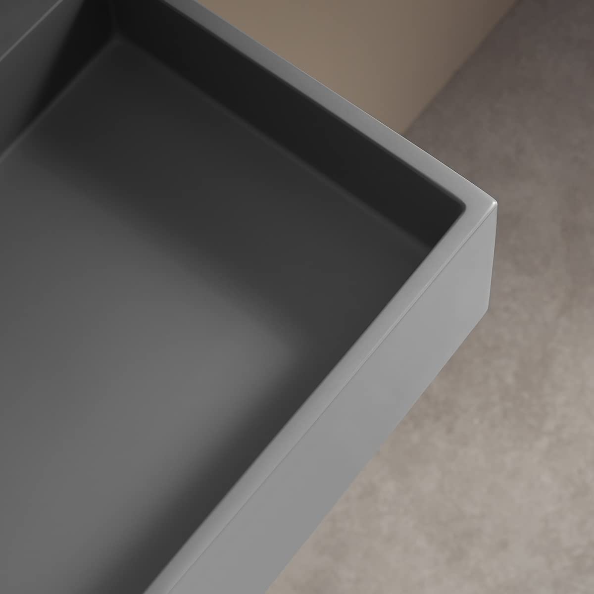 Serene Valley 47" Floating or Countertop Bathroom Sink, Double Faucet Holes with Hidden Drain, Solid Surface Material in Matte Gray, SVWS605 - 47GR - Serene Valley