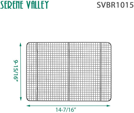 Serene Valley Baking and Cooling Racks, 2 Pieces of 10" x 15", 304 Grade Stainless Steel Wire Cooking Rack, Oven - Safe Grid for Roasting and Grilling SVBR1015 - Serene Valley