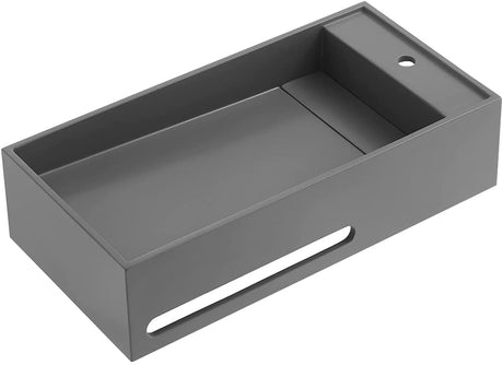 Serene Valley Bathroom Floating Sink, 24" Wall - Mount Sink with Built - in Towel Bar, Solid Surface Material in Matte Gray SVWS604 - 24GR - Serene Valley