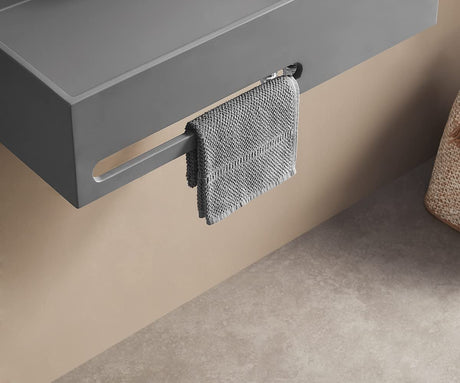 Serene Valley Bathroom Floating Sink, 24" Wall - Mount Sink with Built - in Towel Bar, Solid Surface Material in Matte Gray SVWS604 - 24GR - Serene Valley