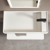 Serene Valley Bathroom Floating Sink, 24" Wall - Mount Sink with Built - in Towel Bar, Solid Surface Material in Matte White SVWS604 - 24WH - Serene Valley