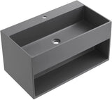 Serene Valley Bathroom Floating Vanity, 24" Wall - Mount Sink with Built - in Towel Space, Solid Surface Material in Matte Gray, SVWS607 - 24GR - Serene Valley