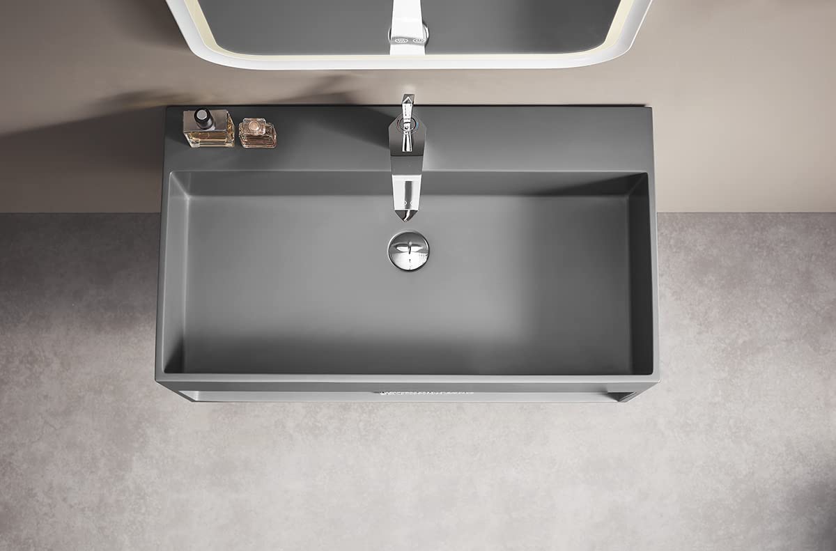 Serene Valley Bathroom Floating Vanity, 24" Wall - Mount Sink with Built - in Towel Space, Solid Surface Material in Matte Gray, SVWS607 - 24GR - Serene Valley