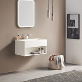 Serene Valley Bathroom Floating Vanity, 24" Wall - Mount Sink with Built - in Towel Space, Solid Surface Material in Matte White, SVWS607 - 24WH - Serene Valley