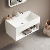 Serene Valley Bathroom Floating Vanity, 24" Wall - Mount Sink with Built - in Towel Space, Solid Surface Material in Matte White, SVWS607 - 24WH - Serene Valley