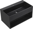 Serene Valley Bathroom Floating Vanity, 32" Wall - Mount Sink with Built - in Towel Space, Solid Surface Material in Matte Black, SVWS607 - 32BK - Serene Valley