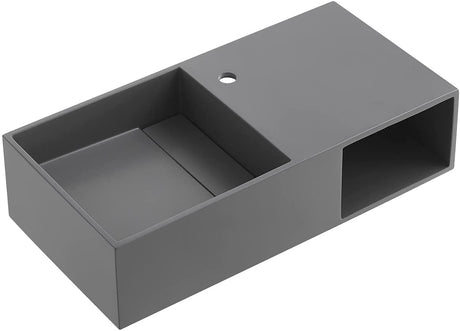 Serene Valley Bathroom Floating Vanity, 32" Wall - Mount Sink with Side Faucet and Storage Space, Solid Surface Material in Matte Gray, SVWS615 - 32GR - Serene Valley