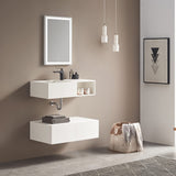 Serene Valley Bathroom Floating Vanity, 32" Wall - Mount Sink with Side Faucet and Storage Space, Solid Surface Material in Matte White, SVWS615 - 32WH - Serene Valley