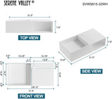 Serene Valley Bathroom Floating Vanity, 32" Wall - Mount Sink with Side Faucet and Storage Space, Solid Surface Material in Matte White, SVWS615 - 32WH - Serene Valley