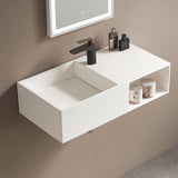 Serene Valley Bathroom Floating Vanity, 32" Wall - Mount Sink with Side Faucet and Storage Space, Solid Surface Material in Matte White, SVWS615 - 32WH - Serene Valley