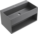 Serene Valley Bathroom Floating Vanity, 36" Wall - Mount Sink with Built - in Towel Space, Solid Surface Material in Matte Gray, SVWS607 - 36GR - Serene Valley