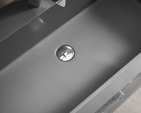 Serene Valley Bathroom Floating Vanity, 36" Wall - Mount Sink with Built - in Towel Space, Solid Surface Material in Matte Gray, SVWS607 - 36GR - Serene Valley