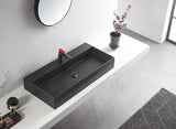 Serene Valley Bathroom Sink, Wall - Mount Install or On Countertop, 47" with Double Faucet Hole, Premium Granite Material in Matte Black - Serene Valley