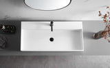 Serene Valley Bathroom Sink, Wall - Mount Install or On Countertop, 47" with Double Faucet Hole, Solid Surface Material for Max Elegance - Serene Valley