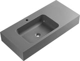 Serene Valley Bathroom Sink, Wall - Mount or On Countertop, 47" with Square Sink and Flat Space, Single Faucet Hole, Premium Granite Material in Gray - Serene Valley