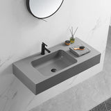 Serene Valley Bathroom Sink, Wall - Mount or On Countertop, 47" with Square Sink and Flat Space, Single Faucet Hole, Premium Granite Material in Gray - Serene Valley