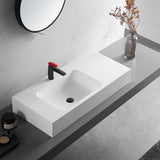 Serene Valley Bathroom Sink, Wall - Mount or On Countertop, 47" with Square Sink and Flat Space, Single Faucet Hole, Solid Surface Material in Matte White - Serene Valley