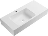 Serene Valley Bathroom Sink, Wall - Mount or On Countertop, 47" with Square Sink and Flat Space, Single Faucet Hole, Solid Surface Material in Matte White - Serene Valley