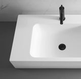 Serene Valley Bathroom Sink, Wall - Mount or On Countertop, 47" with Square Sink and Flat Space, Single Faucet Hole, Solid Surface Material in Matte White - Serene Valley