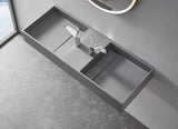 Serene Valley Floating or Countertop Bathroom Double Sink, Two Faucet Holes with Hidden Drain Design, 40" Solid Surface Material in Matte Gray, SVWS608 - 40GR - Serene Valley