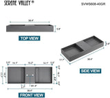 Serene Valley Floating or Countertop Bathroom Double Sink, Two Faucet Holes with Hidden Drain Design, 40" Solid Surface Material in Matte Gray, SVWS608 - 40GR - Serene Valley