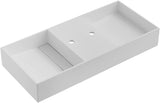 Serene Valley Floating or Countertop Bathroom Double Sink, Two Faucet Holes with Hidden Drain Design, 47" Solid Surface Material in Matte White, SVWS608 - 47WH - Serene Valley