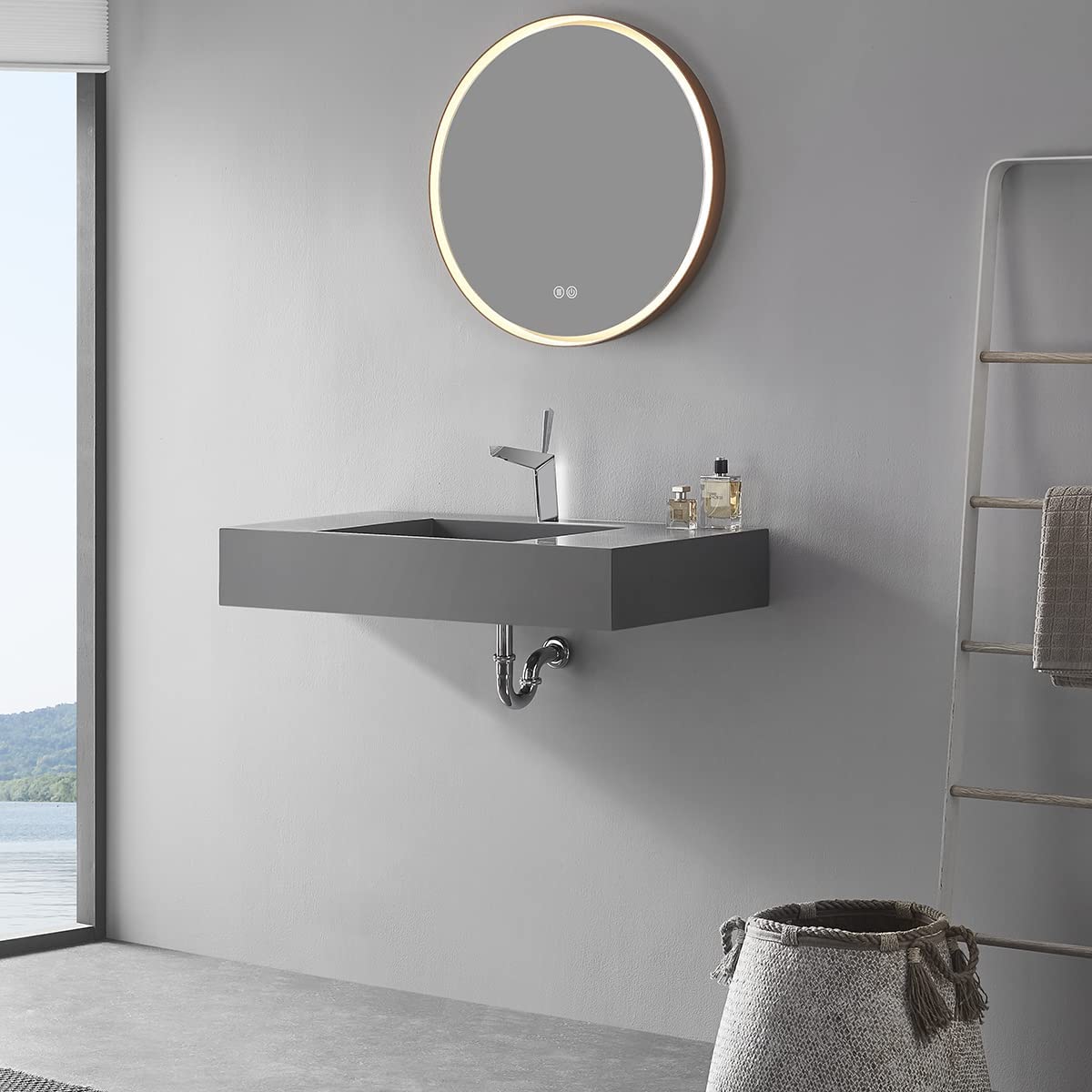 Serene Valley Floating or Countertop Bathroom Sink, Classic Square Sin