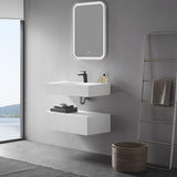 Serene Valley Floating or Countertop Bathroom Sink, Classic Square Sink with Hidden Drain Design, 40" Solid Surface Material in Matte White, SVWS612 - 40WH - Serene Valley