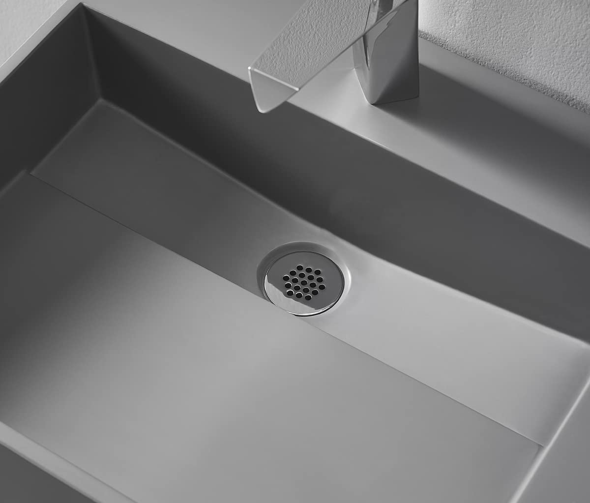 Serene Valley Floating or Countertop Bathroom Sink, Large Square Sink with Hidden Drain, 40" Solid Surface Material in Matte Gray, SVWS614 - 40GR - Serene Valley