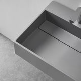 Serene Valley Floating or Countertop Bathroom Sink, Large Square Sink with Hidden Drain, 40" Solid Surface Material in Matte Gray, SVWS614 - 40GR - Serene Valley