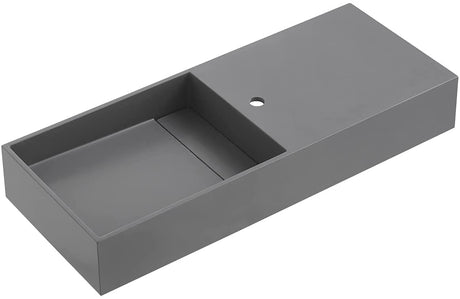 Serene Valley Floating or Countertop Bathroom Sink, Side Faucet with Square Sink and Hidden Drain, 32" Solid Surface Material in Matte Gray, SVWS613 - 32GR - Serene Valley