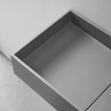 Serene Valley Floating or Countertop Bathroom Sink, Side Faucet with Square Sink and Hidden Drain, 32" Solid Surface Material in Matte Gray, SVWS613 - 32GR - Serene Valley