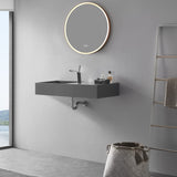Serene Valley Floating or Countertop Bathroom Sink, Side Faucet with Square Sink and Hidden Drain, 40" Solid Surface Material in Matte Gray, SVWS613 - 40GR - Serene Valley
