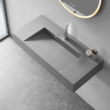 Serene Valley Floating or Countertop Bathroom Sink, Special Wedge with Hidden Drain Design, 40" Solid Surface Material in Matte Gray, SVWS611 - 40GR - Serene Valley