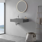 Serene Valley Floating or Countertop Bathroom Sink, Unique Diamond Sink with Hidden Drain, 36" Solid Surface Material in Matte Gray, SVWS610 - 36GR - Serene Valley