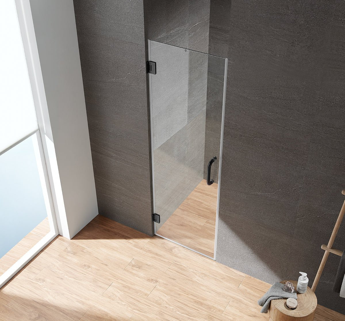 Serene Valley Frameless Hinged Shower Door SVSD5004 - 2472MB, 3/8" Tempered Glass with Easy - Clean Coating, 304 Stainless Steel Hardware in Matte Black 24"W x 72"H - Serene Valley