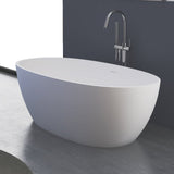 Serene Valley Freestanding Bathtub SVFBT8002 - 6331, Made of Pure Solid Surface Material with Drain, 63" L x 30.7" W Matte White, Hand Polished and Easy Maintenace - Serene Valley