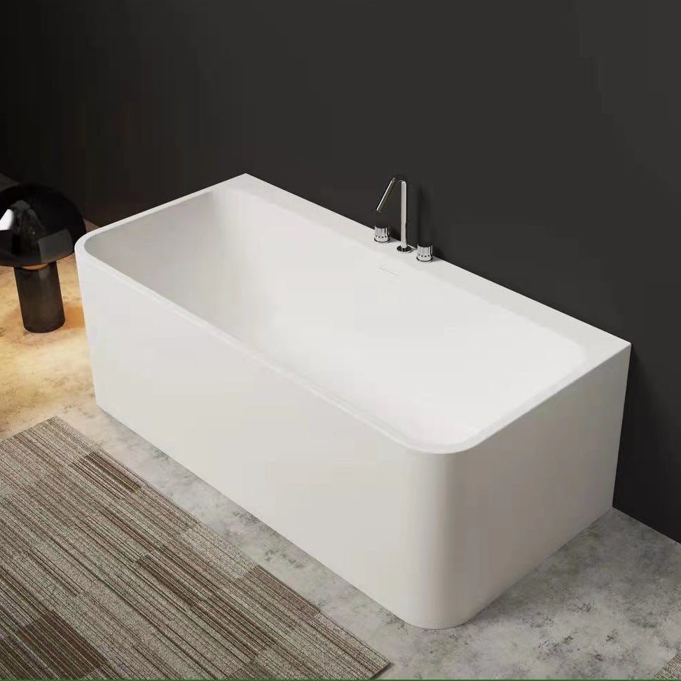 Serene Valley Freestanding Bathtub SVFBT8004 - 6732, Made of Pure Solid Surface Material with Drain, 67" L x 31.5" W Matte White, Hand Polished and Easy Maintenace - Serene Valley