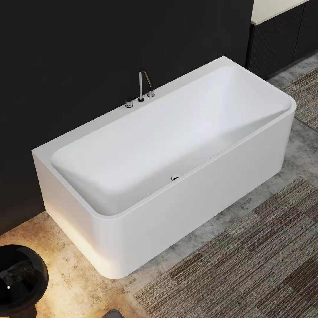 Serene Valley Freestanding Bathtub SVFBT8004 - 6732, Made of Pure Solid Surface Material with Drain, 67" L x 31.5" W Matte White, Hand Polished and Easy Maintenace - Serene Valley